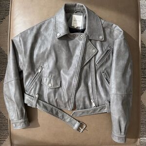 Avec Les Filles Gray Leather Look Jacket
